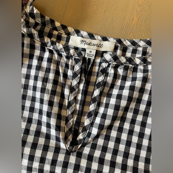 Madewell Black and White Gingham Top with Multicolor Accents Size Medium - Picture 11 of 11